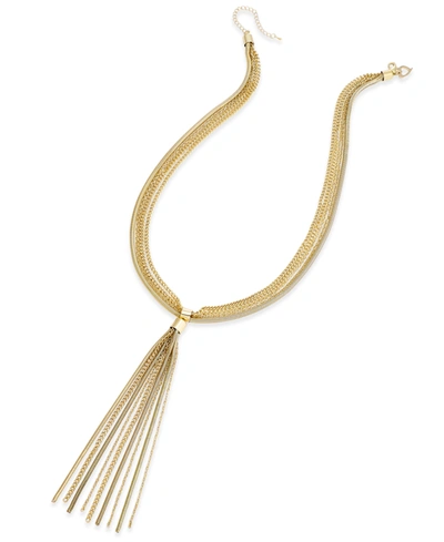 Inc International Concepts Gold-tone Multi-chain Tassel Long Lariat Necklace, 28" + 3" Extender, Created For Macy's