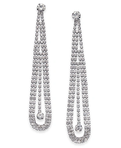 Inc International Concepts Silver-tone Crystal Pendulum Drop Earrings, Created For Macy's