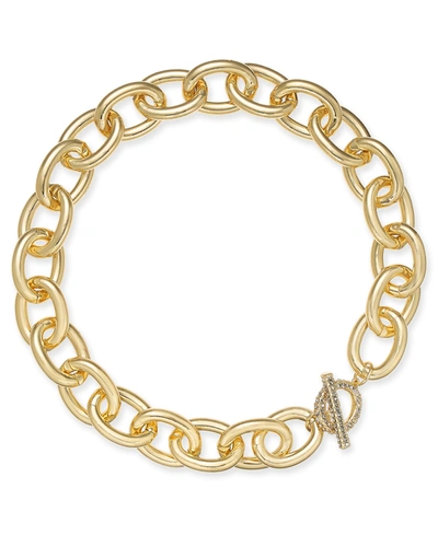Inc International Concepts Gold-tone Pave Toggle Chain-link 18" Collar Necklace, Created For Macy's