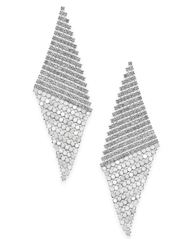 Inc International Concepts Silver-tone Pave Triangular Mesh Statement Earrings, Created For Macy's