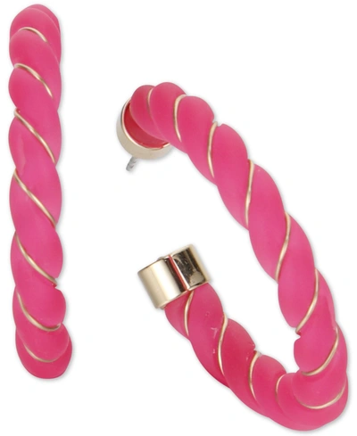 Inc International Concepts Gold-tone Wire-wrapped Resin Spiral C-hoop Earrings, Created For Macy's In Pink