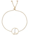 Macy's Diamond Accent Initial Bolo Bracelet In 18k Gold-plate In Gold