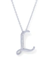Macy's Diamond Accent Initial Pendant Necklace 18" In Silver Plate In Silver