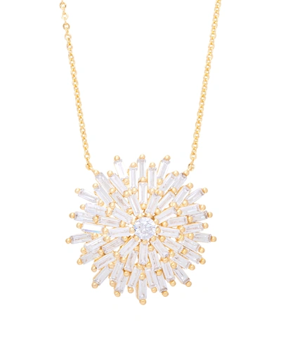 Macy's Cubic Zirconia Sun 18" Necklace In Gold Plate