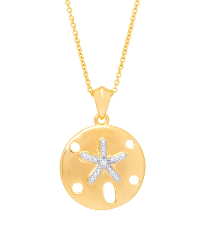 Macy's Diamond Accent Sand Dollar Pendant 18" Necklace In Gold Plate