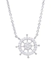 Macy's Cubic Zirconia Ship Wheel Pendant 18" Necklace In Silver Plate In Silver