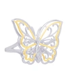 Macy's Diamond Accent Butterfly Ring In Gold And Silver Plate In Gold