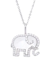Macy's Mother Of Pearl Cubic Zirconia Elephant Pendant 18" Necklace In Silver Plate In Silver