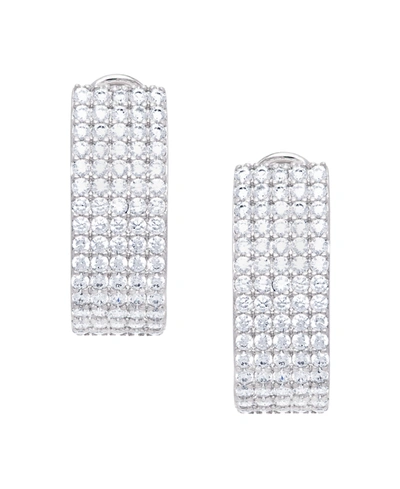 Macy's Cubic Zirconia 5 Row Hoop Earrings In Silver Plate