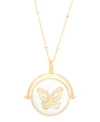 Macy's Mother Of Pearl Cubic Zirconia Butterfly Pendant 18" Necklace In Gold Plate In Gold