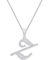Macy's Diamond Accent Script 18" Initial Pendant Necklace In Silver Plate, Gold Plate & Rose Gold Plate In Z/silver