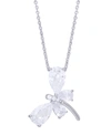 Macy's Cubic Zirconia Dragonfly Pendant 18" Necklace In Silver Plate In Silver