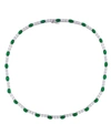 Macy's Simulated Emerald/cubic Zirconia Oval Necklace In Silver Plate In Silver
