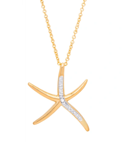 Macy's Diamond Accent Starfish Pendant 18" Necklace In Gold Plate