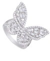 Macy's Cubic Zirconia Baguette And Round Stone Butterfly Ring In Silver Plate In Silver