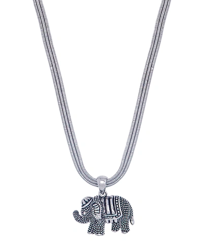 Macy's Elephant Pendant 18" Necklace In Silver Plate