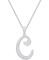 Macy's Diamond Accent Script 18" Initial Pendant Necklace In Silver Plate, Gold Plate & Rose Gold Plate In C/silver
