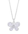 MACY'S CUBIC ZIRCONIA BUTTERFLY PENDANT 18" NECKLACE IN SILVER PLATE