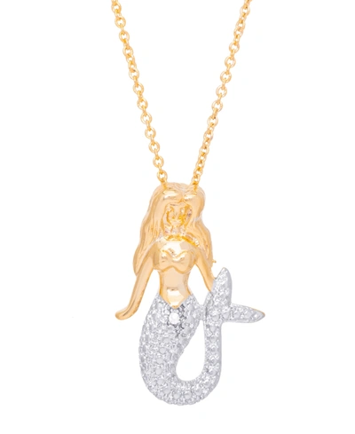 Macy's Diamond Accent Mermaid Pendant 18" Necklace In Gold Plate