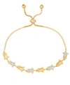 Macy's Diamond Accent Turtle Adjustable Bolo Bracelet In Gold Plate In Gold