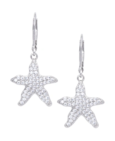 Macy's Cubic Zirconia Starfish Earrings In Silver Plate