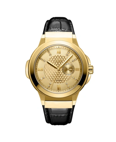 Jbw Men's Saxon Diamond (1/6 Ct. T.w.) Watch In 18k Gold-plated Stainless Steel Watch 48mm In Black