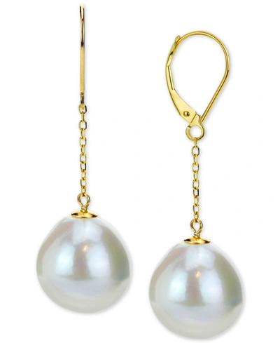 Macy's Cultured Baroque Freshwater Pearl (12-14mm) Drop Earrings In 14k Gold