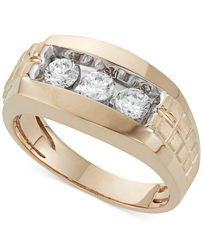 Macy's Men's Diamond Trinity Ring (1 Ct. T.w.) In 10k Gold In Yellow Gold