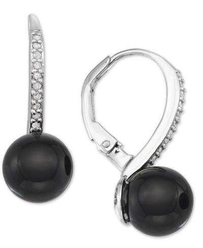 Macy's Onyx & Diamond (1/10 Ct. T.w.) Drop Earrings In Sterling Silver