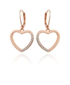 T Tahari Women's Pave Heart Drop Earring In Rose Gold