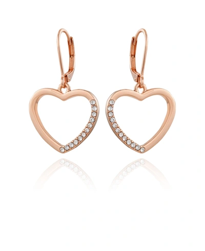 T Tahari Women's Pave Heart Drop Earring In Rose Gold