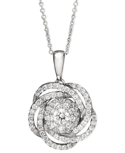 Wrapped In Love Diamond Knot Pendant Necklace In 14k White Gold (1 Ct. T.w.), Created For Macy's
