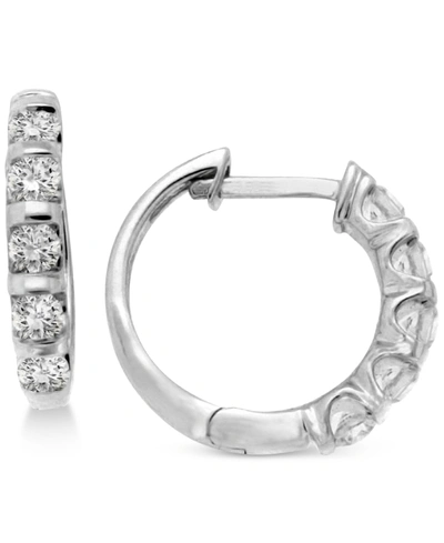 Macy's Diamond Five-stone Hoop Earrings (1/2 Ct. T.w.) In 14k Gold Or White Gold