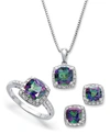 Macy's Sterling Silver Jewelry Set, Mystic Topaz (4-3/4 Ct. T.w.) And Diamond Accent Necklace, Earrings And In Mystic Topaz