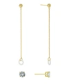 Macy's Cubic Zirconia Studs And Hoop Chain Drop Air Pods Holder In Gold Over Silver Plated In Gold