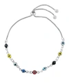 Macy's Multi Color Glass Guardian Eye Adjustable Bracelet In Gold Or Silver Plated In Silver