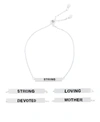 Macy's Inspirational Mother, Devoted, Loving And Strong 4 Sided Bar Adjustable Bracelet In Silver Plated In Silver