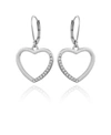 T Tahari Women's Pave Heart Drop Earring In Silver