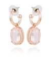T Tahari Women's Pave Hoop With Drop Earring In Rose Gold