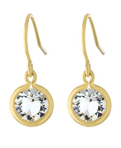 Giani Bernini Fine Crystal 6mm Bezel Drop Earrings In Sterling Silver In Gold