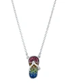 Macy's Crystal Flip Flop Pendant 16+2" Extender Chain In Silver Plated In Silver
