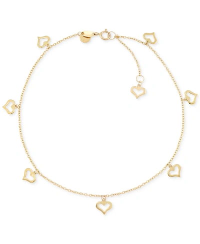 Macy's Heart Charm Anklet In 14k Gold In Yellow Gold