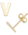 Macy's Initial Stud Earrings In 10k Gold In Gold