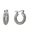 Macy's 15mm All Over Crystal Click Top Hoop Earrings In Gold Over Or Silver Plated In Silver