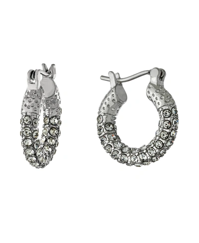 Macy's 15mm All Over Crystal Click Top Hoop Earrings In Gold Over Or Silver Plated