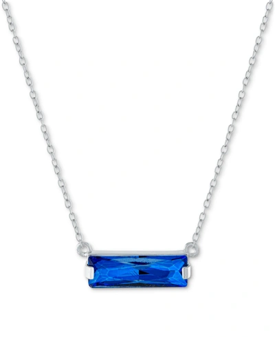 Giani Bernini Crystal Rectangle Solitaire 18" Pendant Necklace In Sterling Silver, Created For Macy's In Blue