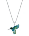 Macy's Crystal Hummingbird Pendant 16+2" Extender Chain In Silver Plated In Silver