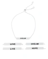 Macy's Inspirational Love, Hope, Live, Dream 4 Sided Bar Adjustable Bracelet In Silver Plated In Silver