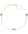 MACY'S BEADED EVIL EYE ANKLET IN 14K GOLD