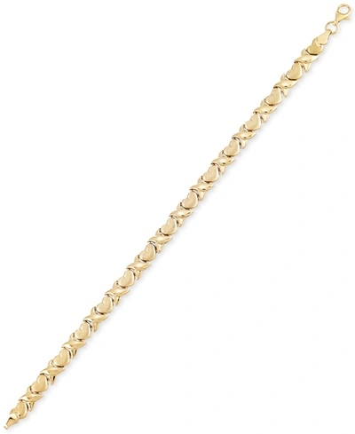 Macy's Heart Link Bracelet In 10k Gold In Yellow Gold